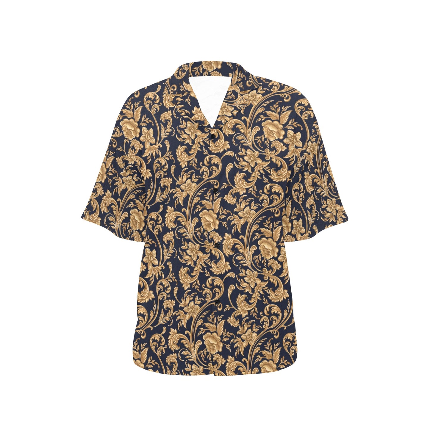 Baroque Golden Pattern Print Design 03 Women's Hawaiian Shirt