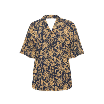 Baroque Golden Pattern Print Design 03 Women's Hawaiian Shirt