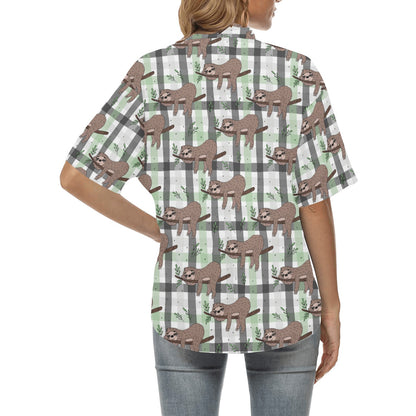 Sloth Print Design LKS301 Women's Hawaiian Shirt