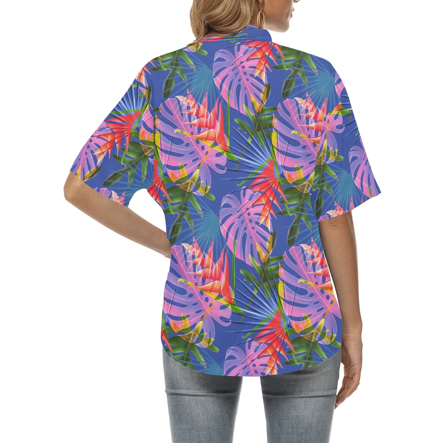 Tropical Flower Pattern Print Design TF025 Women's Hawaiian Shirt