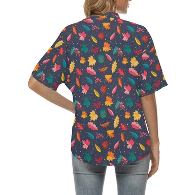 Elm Leave Colorful Print Pattern Women's Hawaiian Shirt