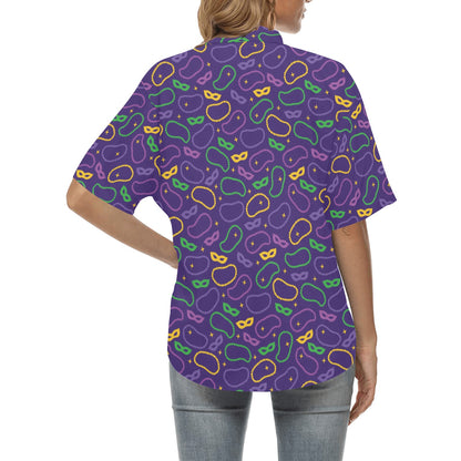 Mardi Gras Pattern Print Design 04 Women's Hawaiian Shirt