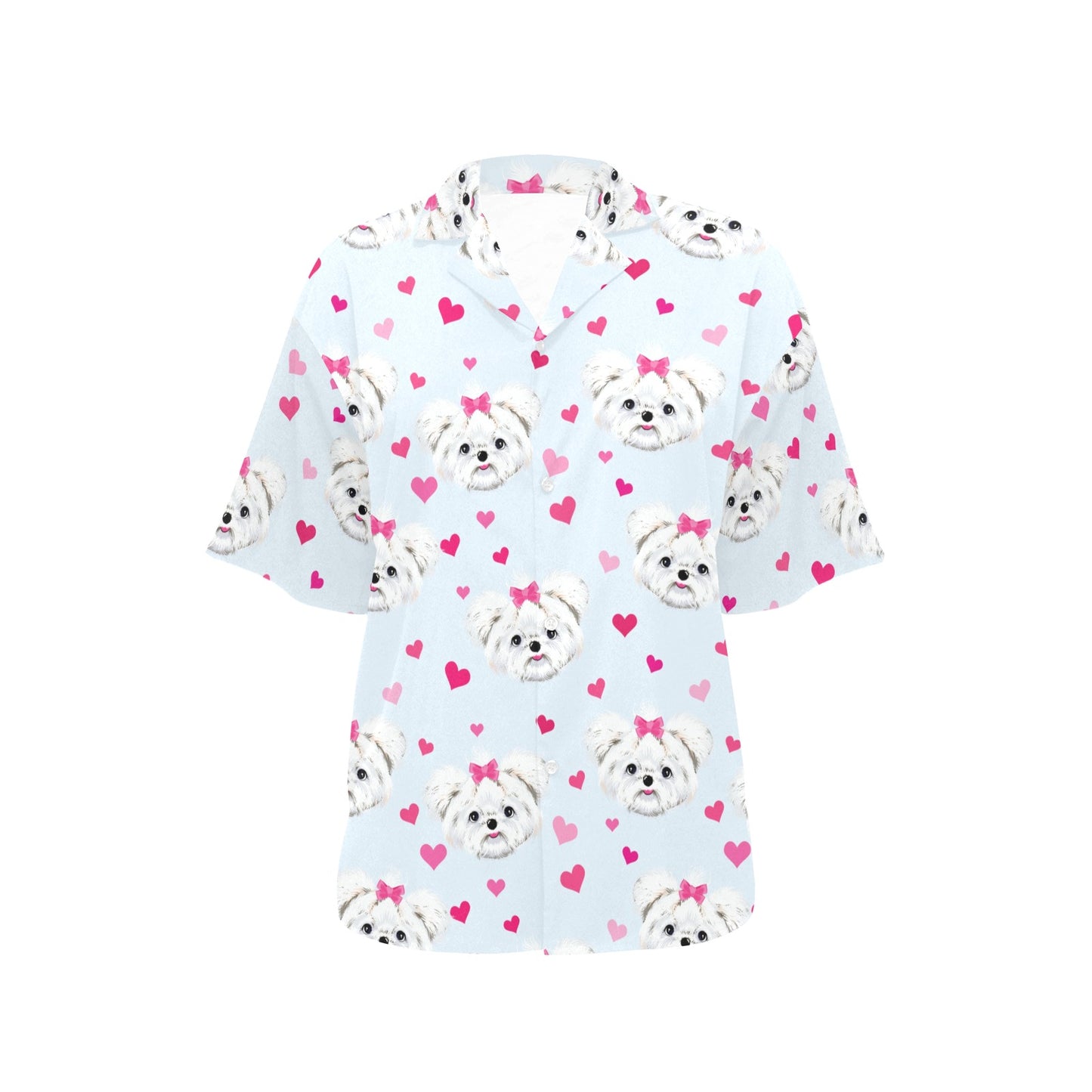 Maltese Pattern Print Design 03 Women's Hawaiian Shirt