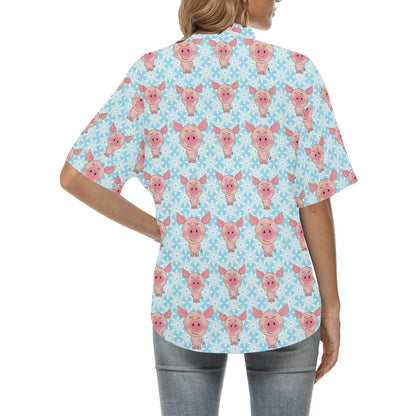 Pig Print Design LKS402 Women's Hawaiian Shirt