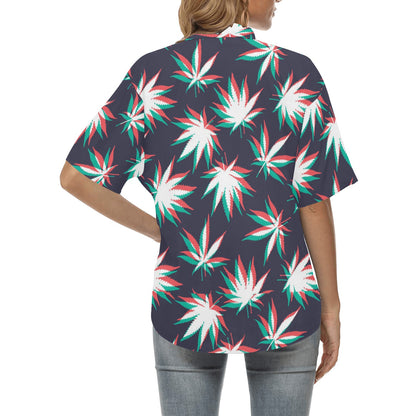 Pot Leaf Pattern Print Design A01 Women's Hawaiian Shirt