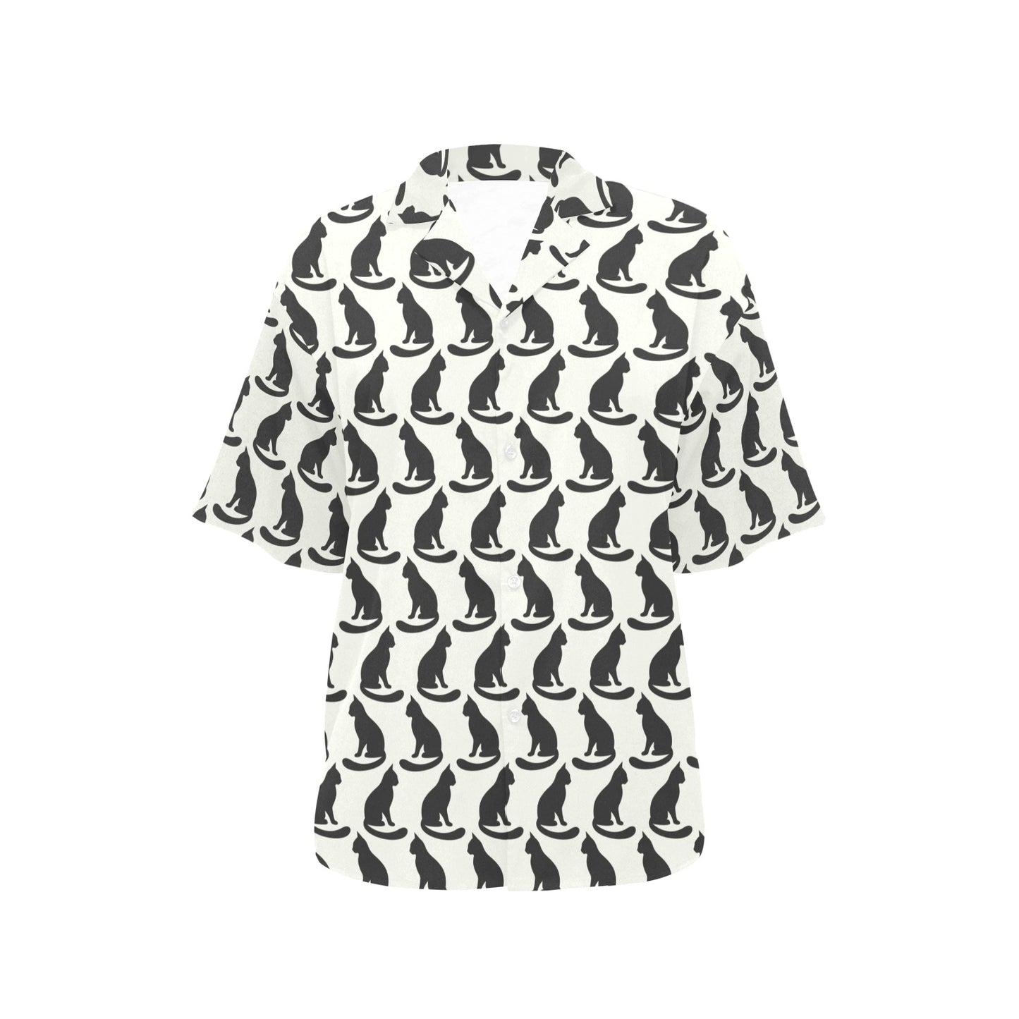 Black Cat Pattern Print Design 02 Women's Hawaiian Shirt
