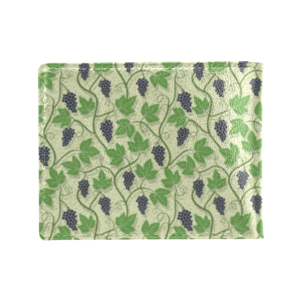 Wine Grape Thmed Print Men's ID Card Wallet