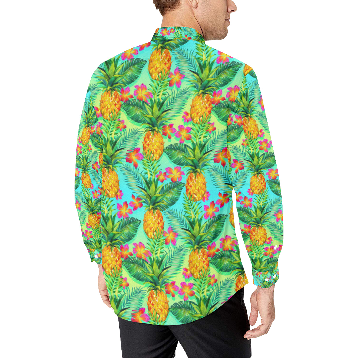 Pineapple Pattern Print Design PP010 Men's Long Sleeve Shirt