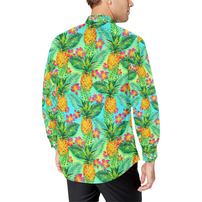 Pineapple Pattern Print Design PP010 Men's Long Sleeve Shirt