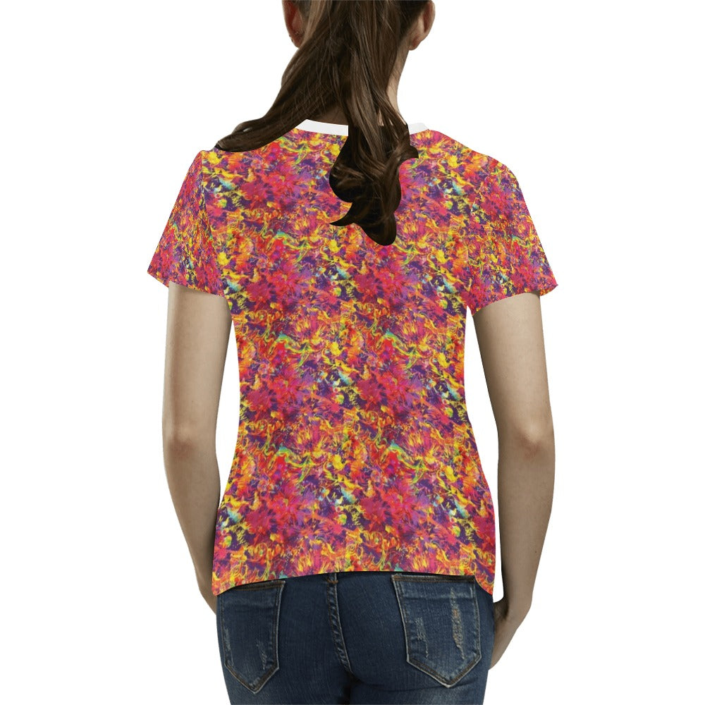 Splatter Print Design LKS303 Women's  T-shirt