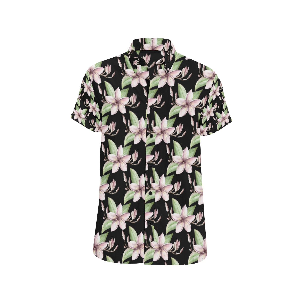 Plumeria Pattern Print Design PM02 Men's Short Sleeve Button Up Shirt