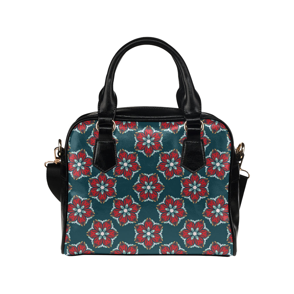 Poinsettia Pattern Print Design A03 Shoulder Handbag