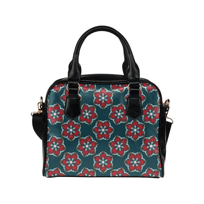 Poinsettia Pattern Print Design A03 Shoulder Handbag