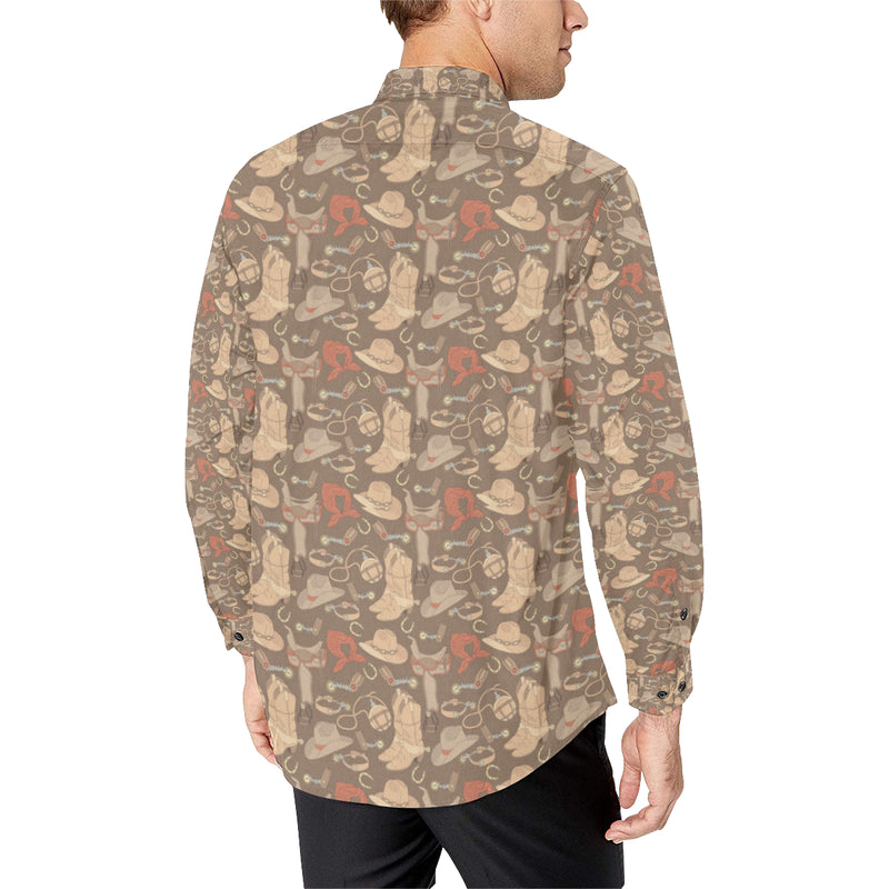 Cowboy Pattern Print Design 02 Men's Long Sleeve Shirt