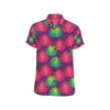 Lotus Pattern Print Design 02 Men's Short Sleeve Button Up Shirt