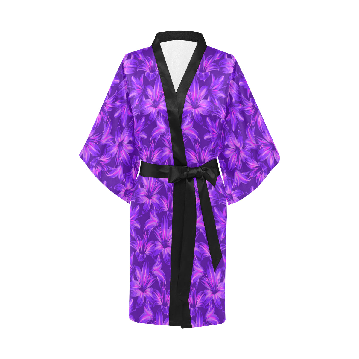 Amaryllis Pattern Print Design AL03 Women's Short Kimono