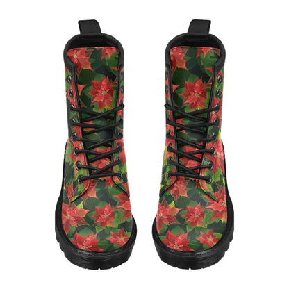 Poinsettia Pattern Print Design POT04 Women's Boots