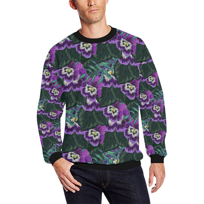 Pansy Pattern Print Design PS07 Men Long Sleeve Sweatshirt