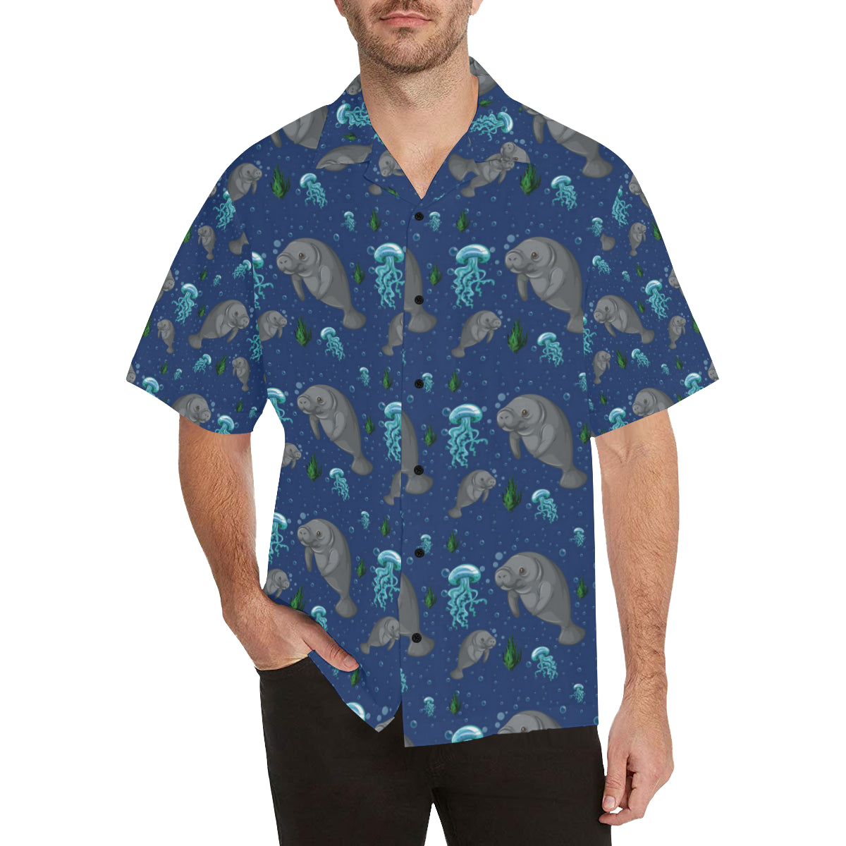 Manatee Pattern Print Design 01 Men's Hawaiian Shirt