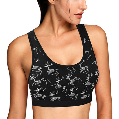 Deer Skeleton Print Pattern Sports Bra