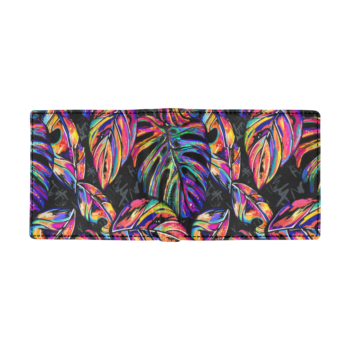 Neon Color Tropical Palm Leaves Men's ID Card Wallet
