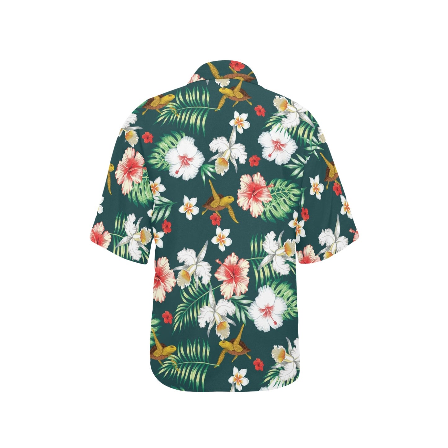 Hawaiian Flower Design with SeaTurtle Print Women's Hawaiian Shirt