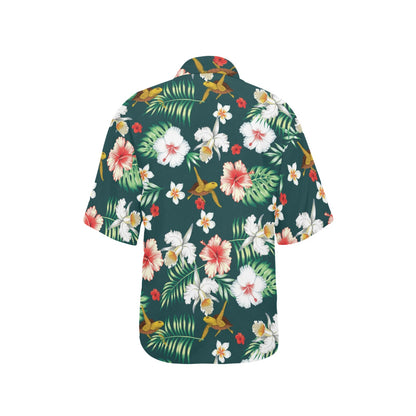 Hawaiian Flower Design with SeaTurtle Print Women's Hawaiian Shirt
