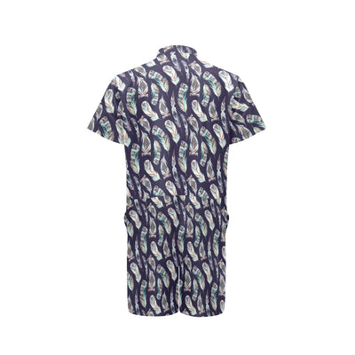 Feather Vintage Boho Design Print Men's Romper