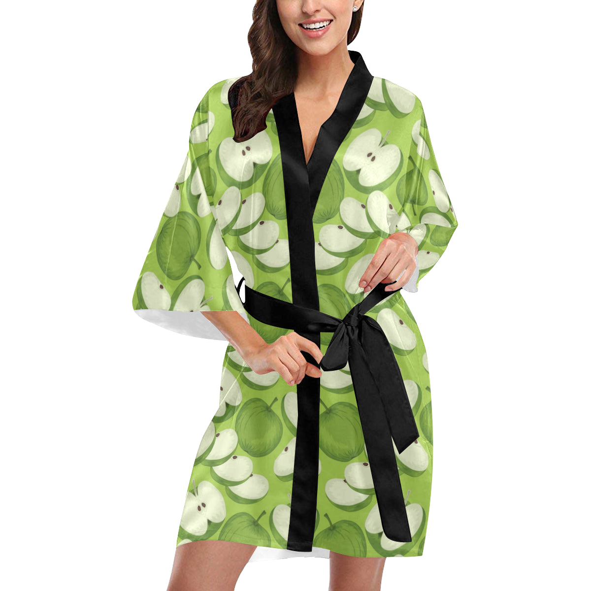 Apple Pattern Print Design AP010 Women's Short Kimono