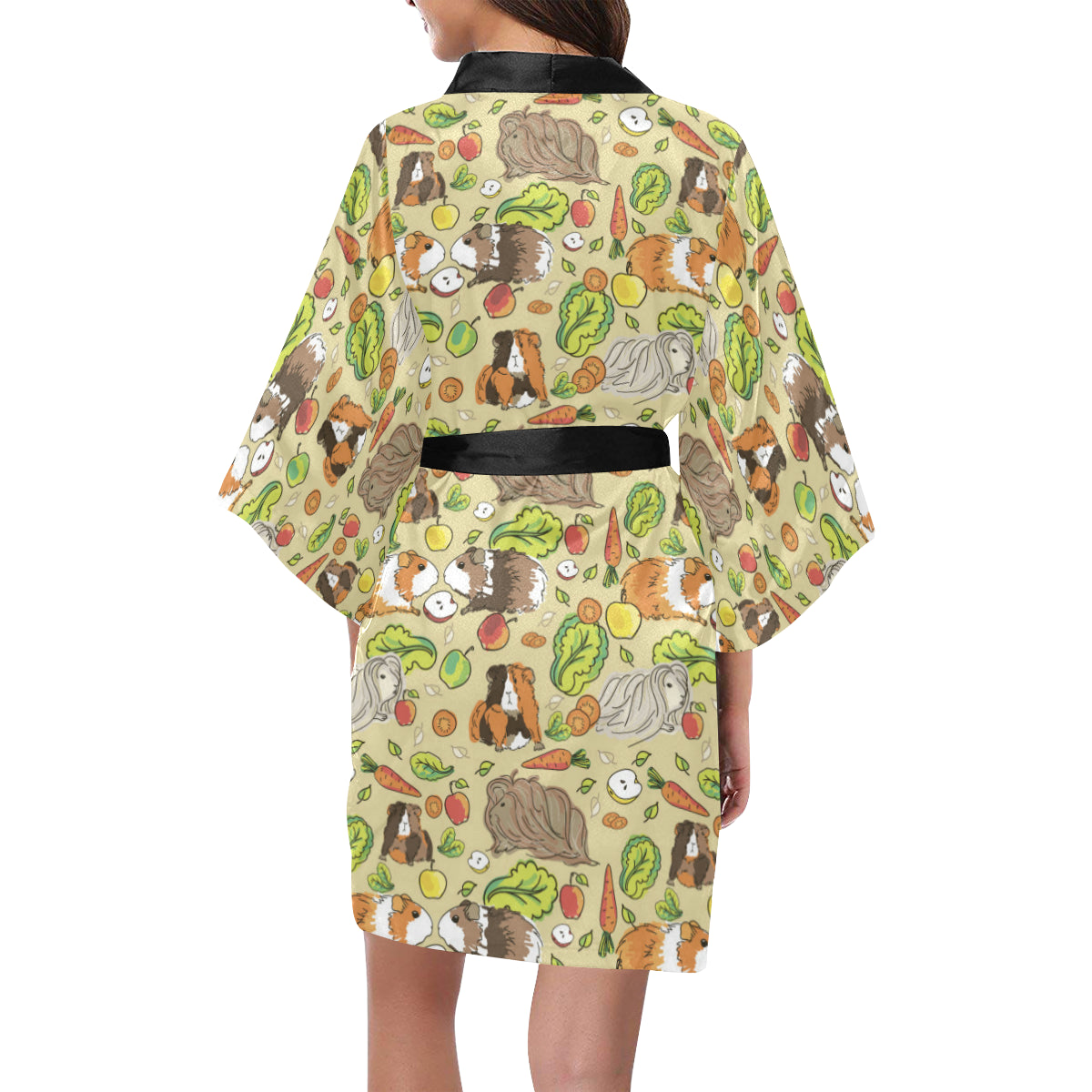 Guinea Pig Pattern Print Design 02 Women's Short Kimono