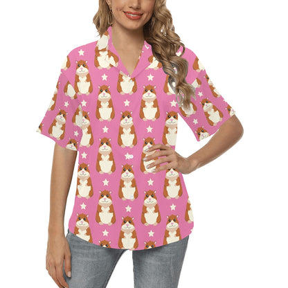Hamster Cute Pattern Print Design 02 Women's Hawaiian Shirt
