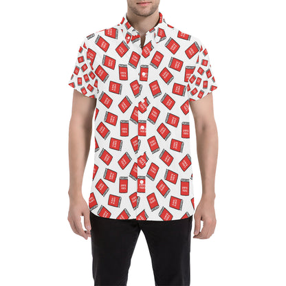 Bible Pattern Print Design 03 Men's Short Sleeve Button Up Shirt