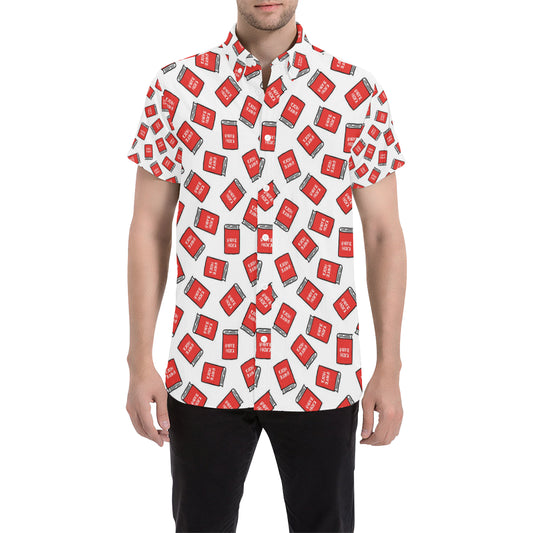 Bible Pattern Print Design 03 Men's Short Sleeve Button Up Shirt