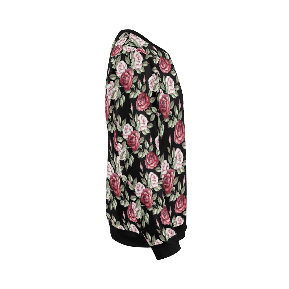 Rose Red Pink Pattern Print Design RO03 Men Long Sleeve Sweatshirt