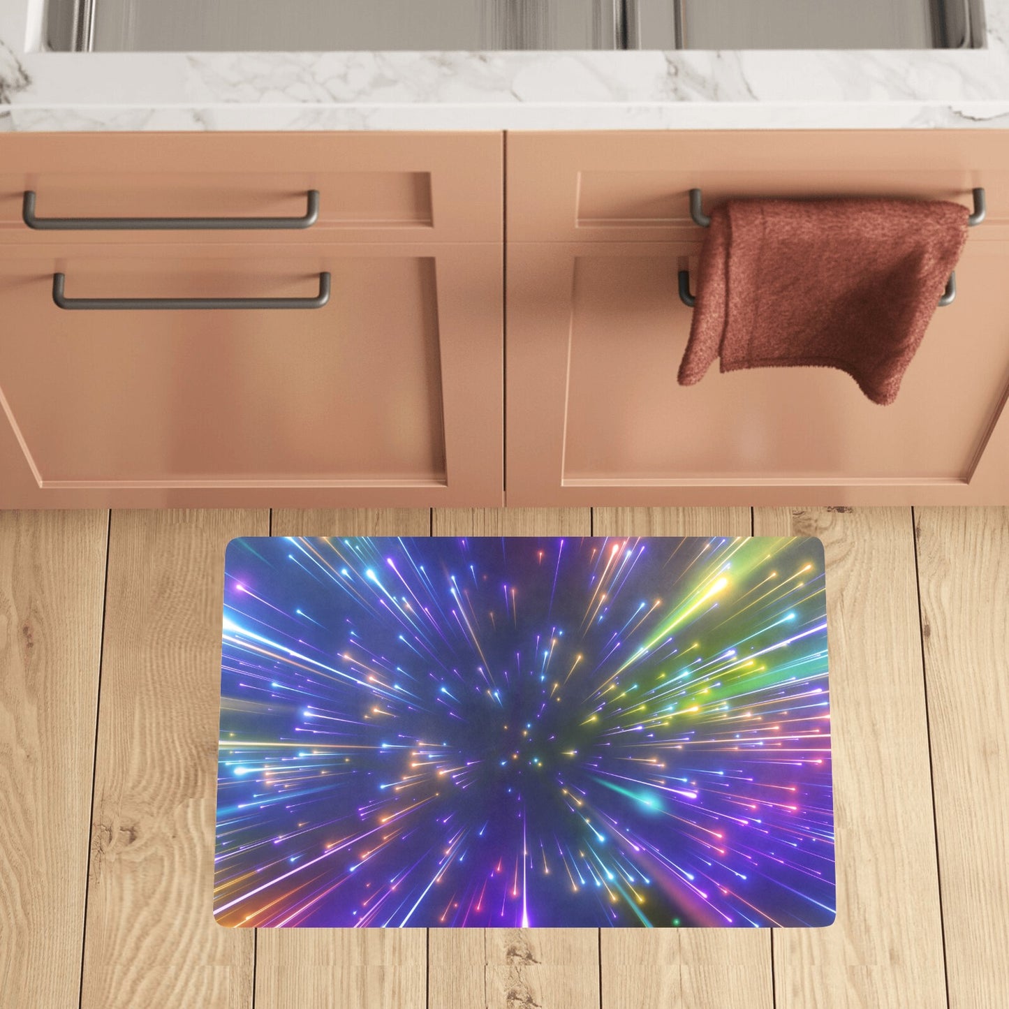 Celestial Rainbow Speed Light Kitchen Mat