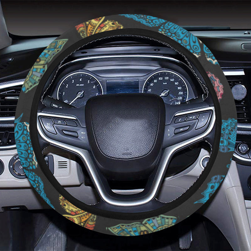 Butterfly Mandala Style Steering Wheel Cover with Elastic Edge