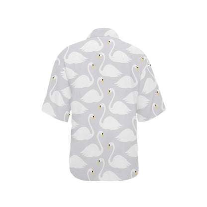 Swan Pattern Print Design 02 Women's Hawaiian Shirt