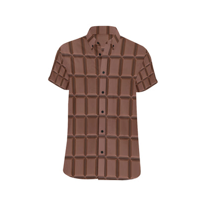 Chocolate Pattern Print Design 03 Men's Short Sleeve Button Up Shirt