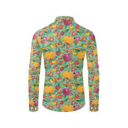 Vegan Colorful Themed Design Print Men's Long Sleeve Shirt