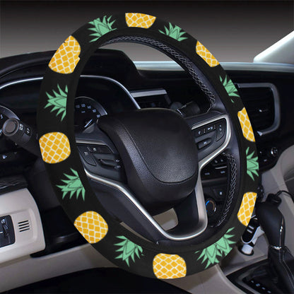 Pineapple Pattern Print Design A03 Steering Wheel Cover with Elastic Edge