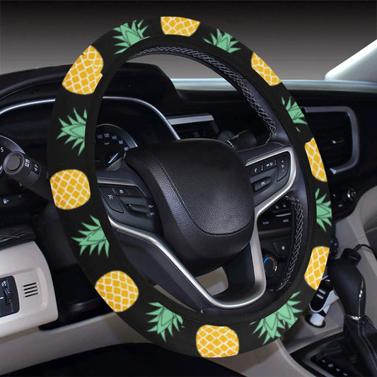 Pineapple Pattern Print Design A03 Steering Wheel Cover with Elastic Edge