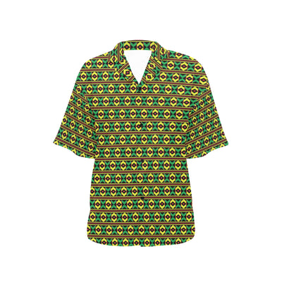 African Geometric Print Pattern Women's Hawaiian Shirt