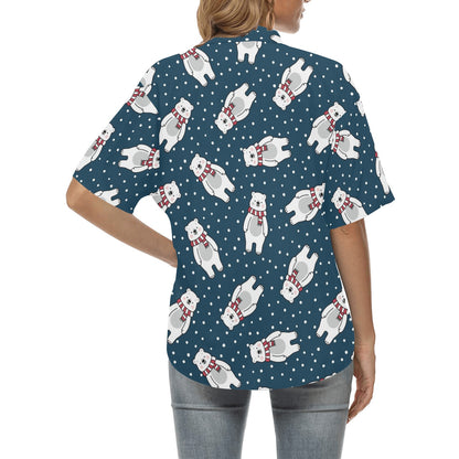 Polar Bear Pattern Print Design PB05 Women's Hawaiian Shirt