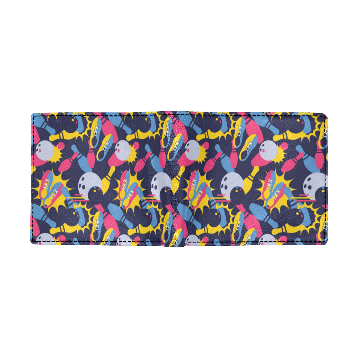 Bowling Pattern Print Design 02 Men's ID Card Wallet