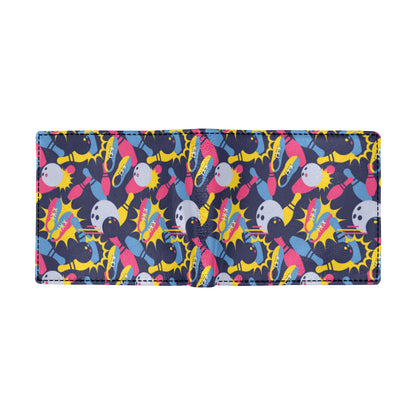 Bowling Pattern Print Design 02 Men's ID Card Wallet
