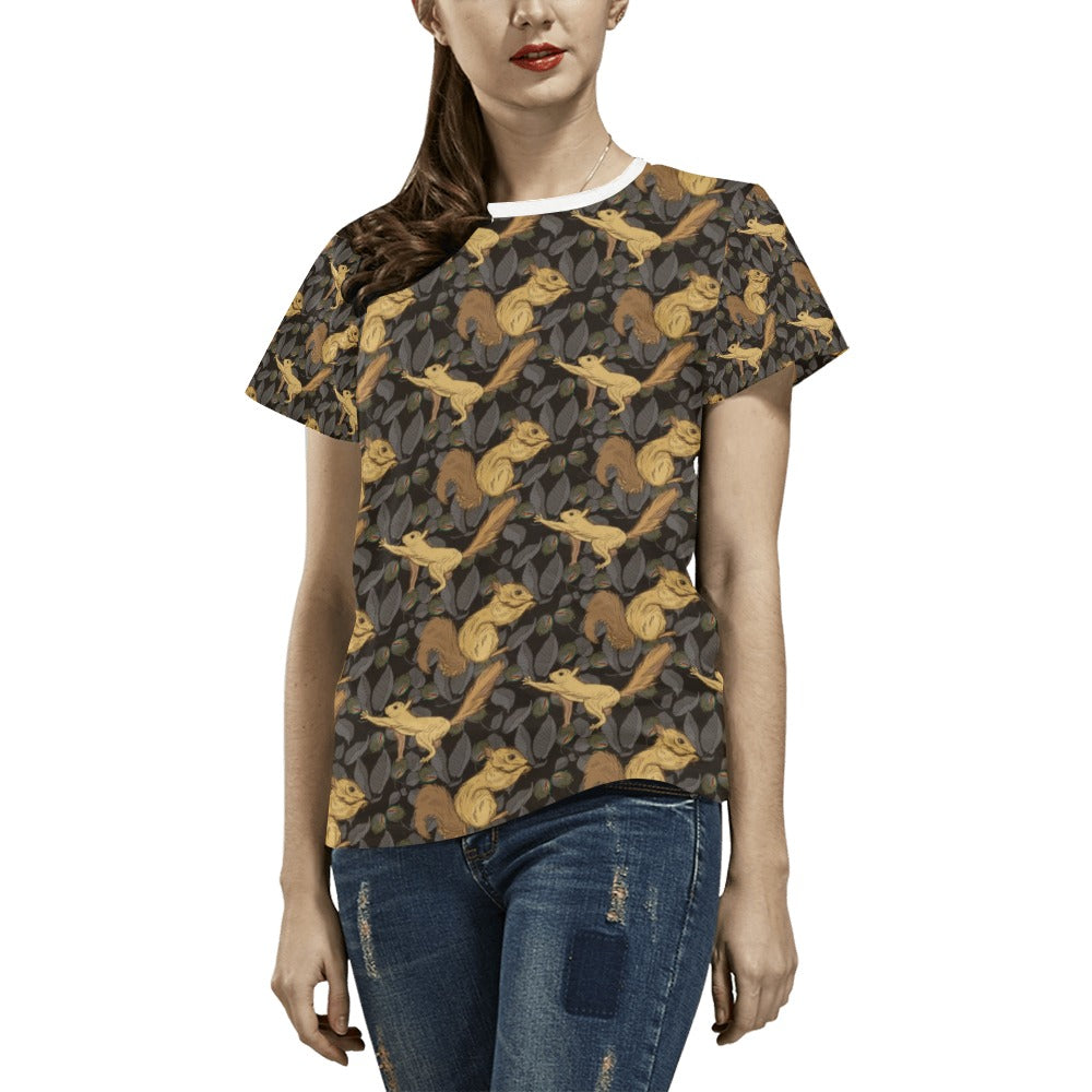 Squirrel Print Design LKS309 Women's  T-shirt