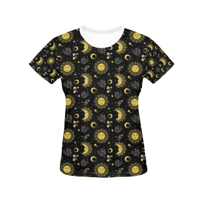 Sun Moon Print Design LKS301 Women's  T-shirt