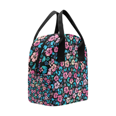 Pink Hibiscus Hawaiian Flower Insulated Lunch Bag