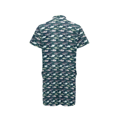 Shark Pattern Print Men's Romper