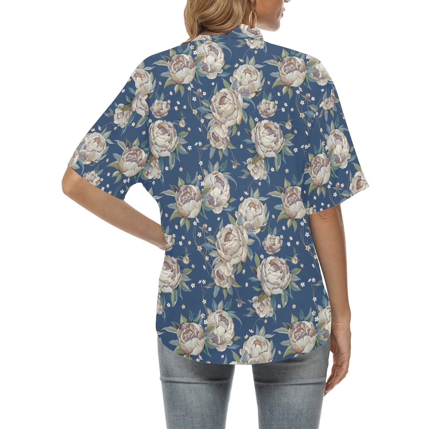 Peony Pattern Print Design A03 Women's Hawaiian Shirt